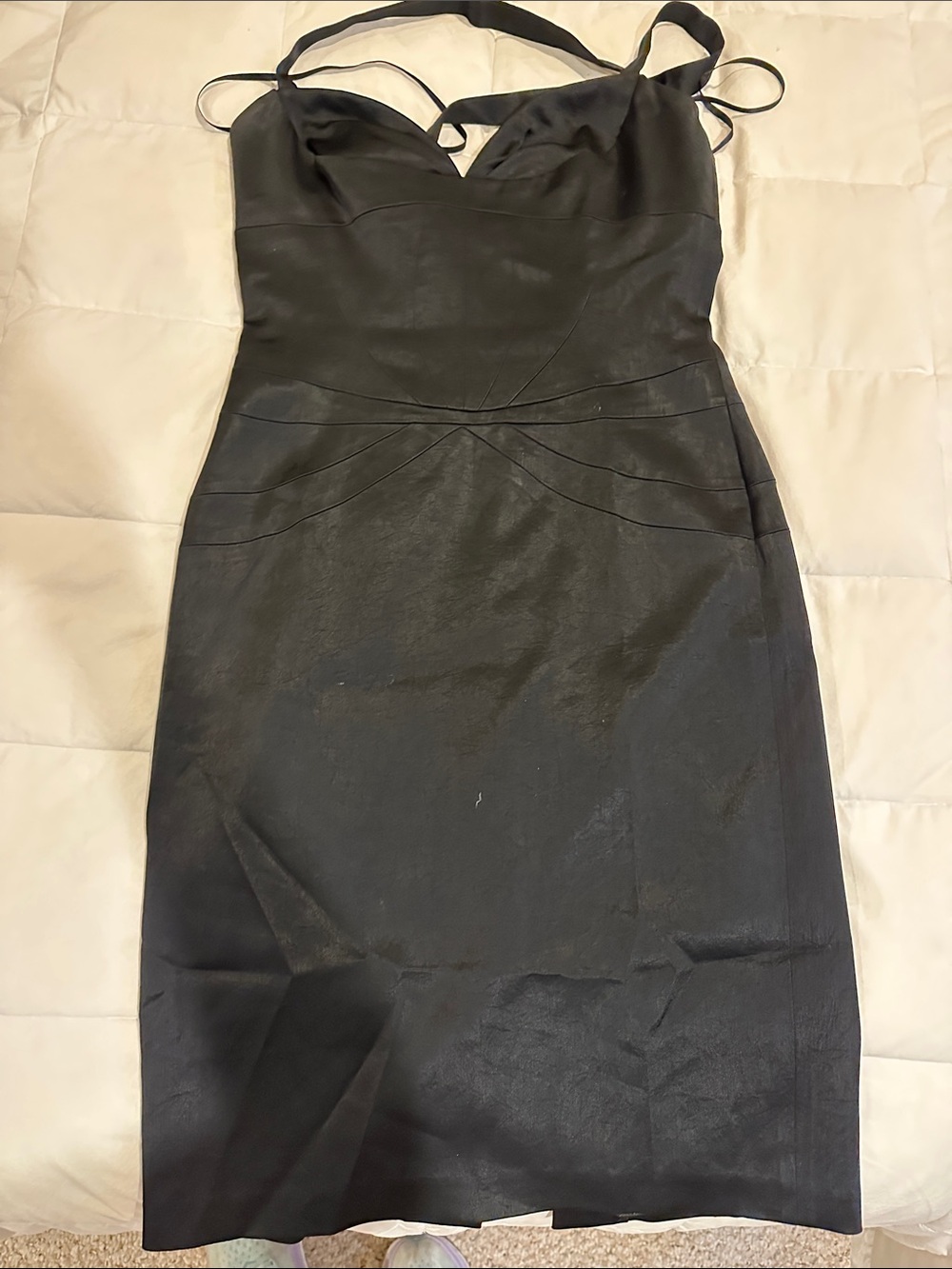 Laundry by Design Black Tie-Shoulder Midi Sheath Dress